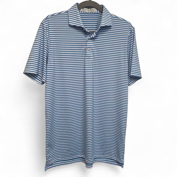 Holderness Bourne Polo Mens M Palmer Shirt BALI Blue Stripe Perfomance